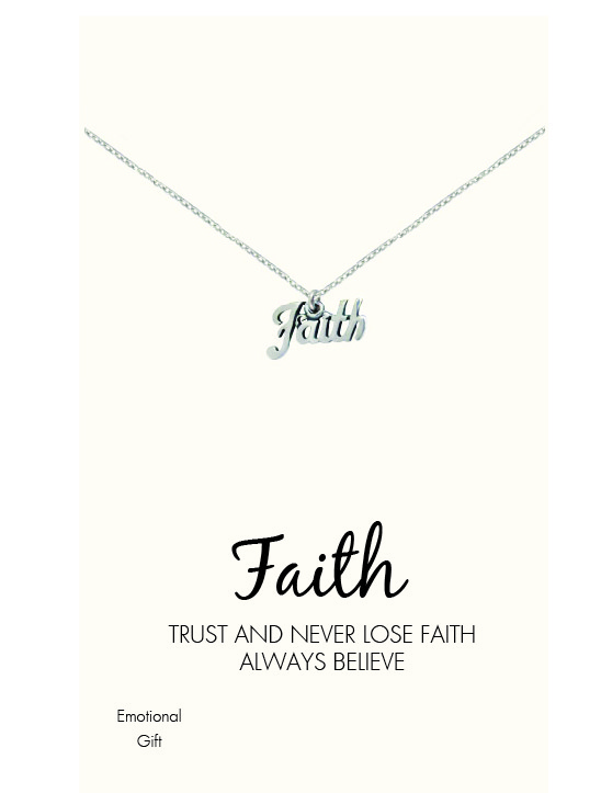 The word FAITH pendant necklace